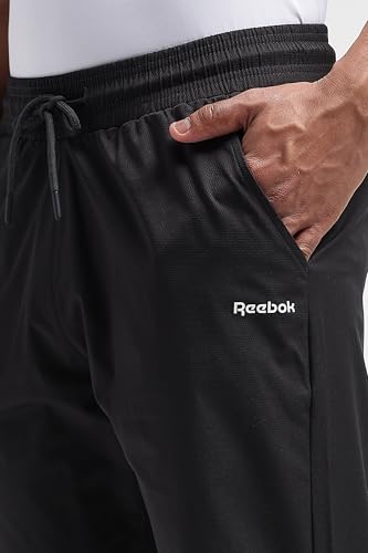 Image of Reebok Men's Polyester Track Pants - Quick Dry Lightweight Gym Trackpants for Men | Training Running Payjama for Men | Athletic Pants - Elastic Drawcord Waistband