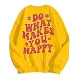 Generico Mujer Sudadera Sin Capucha Invierno, Oversized Tops Super Soft Mono Harajuku Outwear Sudadera con Impresión Floral Alfabética Sudaderas Chica Basic Ligero Jersey 2024 Ofertas, amarillo, XXL