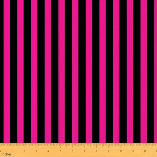 Feelyou Hot Pink Black Stripes Fabric by The Yard Striped Upholstery Fabric Luxury Soft Flannel Indoor Decor for DIY Sewing Craft Projects 1 Yard