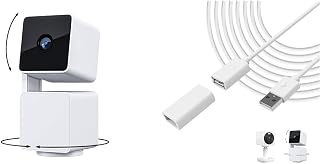 Bundle of WYZE Cam Pan v3 + Wyze 20ft Extension Cable, Indoor/Outdoor IP65 1080P 360° Pan/Tilt/Zoom WiFi Smart Home Security Camera, Motion Tracking for Baby/Pet, Color Night Vision