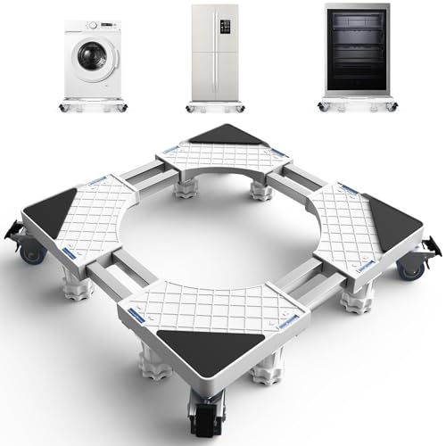 DEWEL Pedestal para Lavadora con 8 Pies y 4 Ruedas, Pedestal para Lavadora Ajustable con Carga de Oso de 500 kg para Frigorífico, Secadora y Congelador