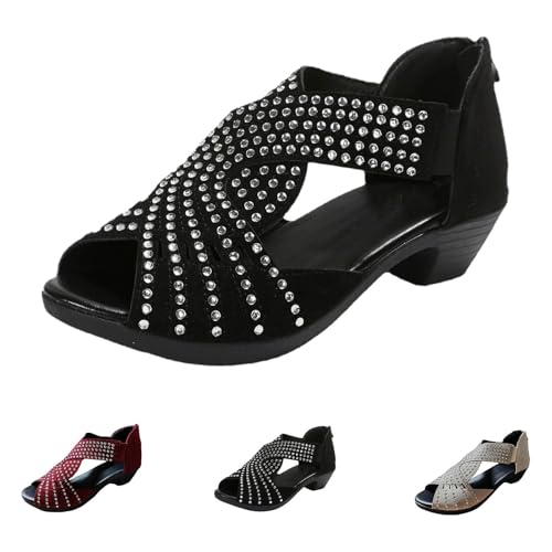 Orthopedic Sandals for Women, Low Heel Cut-Out, Comfortable Orthotic Sandals with Arch Support,Non-slip Shoes