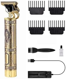 Buddha Style Hair Trimmer for Men | Professional T Blade Beard Trimmer & Hair Clipper | Cordless USB Rechargeable Zero Cut Trimmer | Waterproof Grooming Machine with 4 Guide Combs (Golden)