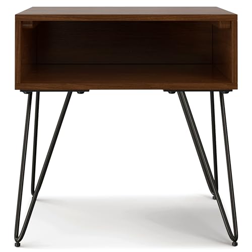 Image of SIMPLIHOME Hunter 22 inch Wide Metal Rectangular End Table in Walnut