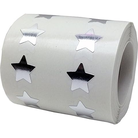 Metallic Silver Star Stickers 12.7 mm 0.5 Inch Wide 1000 Count Cover