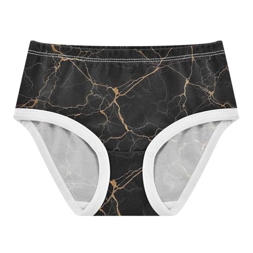 Designer Girls Underwear Toddler 2t Cotton Panties Little Girl Black Marble Gold Veins Briefs Underpants