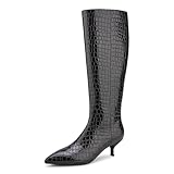 Aerosoles Women's Loano Knee High Boot, Black Croco Faux Leather, 9