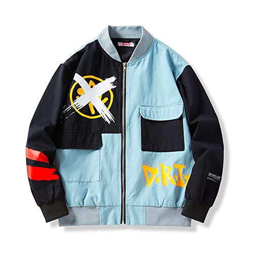 Dudhuh Jackets Men Hip Hop Techwear Graffiti Print Fashion Streetwear Windbreakers Zipper Long Sleeve Mens Lightweight Coat #TOP1