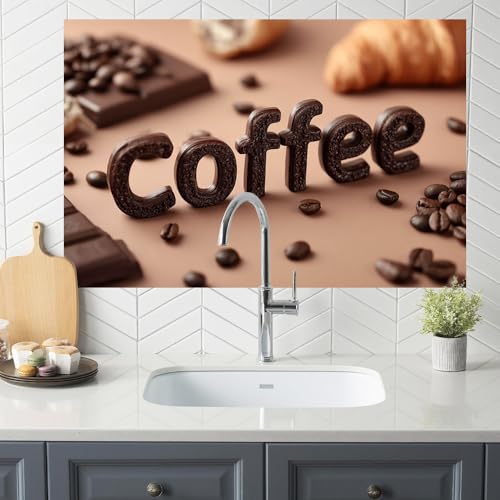 Image of Coffee Beans Wall Mural Peel Stick Kitchen Backsplash Decor Spring Farm House Style 35.4x23.6 Inch Cafe Art