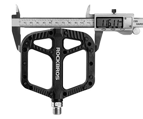 Rock Bros Mountain Bike Pedals Nylon Composite Bearing 9/16" Mtb Bicycle Pedals With Wide Flat Platform Black #TOP2