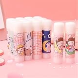 Solid Glues, Kawaii Cartoon Solid Glue Stick Strong Adhesives for Student Stationery DIY Craft High Viscosity School Supplies (5pcs Random Pattern)