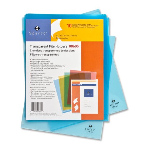 Sparco - Suportes de arquivo transparentes, resistentes à água, 28 x 21 cm, 10/PK, BE, vendido como 1 pacote, SPR00605