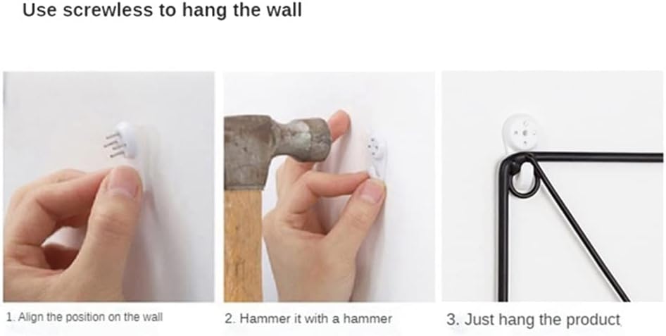 HBJWOV Wall Mounted Wrought Iron Book Shelf Grid Design Hollow Bookcase Holder Home Bedroom(E)