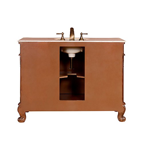 Silkroad Exclusive Gorgeous Marble Ceramic Stone Top Single Sink Bathroom Vanity With Cabinet, 48" #TOP4