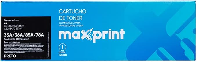 Cartucho de Toner Compatível com HP, Maxprint, Preto, Universal, 35A/36A/85A - imagem principal