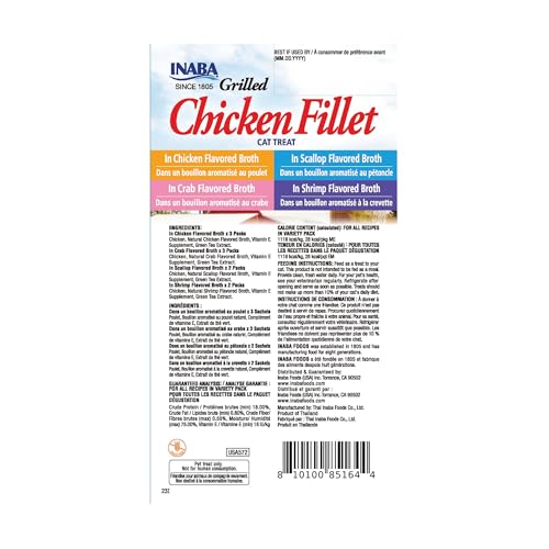 INABA Grilled Fillet Cat Treats, Chicken Fillet Variety Box, 10ct - image 8