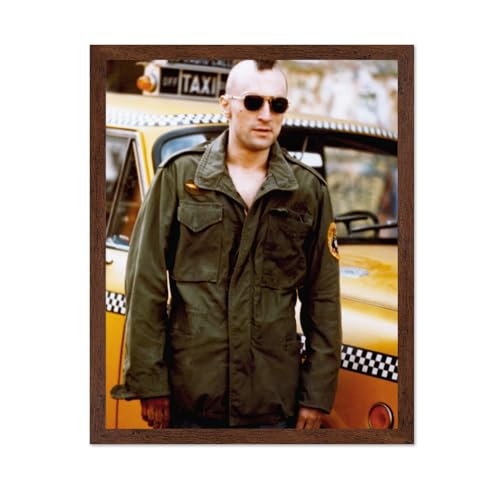 Atelier Lumiere Movie Photo - Taxi Driver 1976 - Mohawk Hairstyle Street Stance Sunglasses Intense Urban Vigilante Presence - 8x10 Brown Framed Wall Art Decor