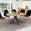 Table à Manger Ronde Extensible ALICIA – Bois Et Noir – 110 à 150 Cm – 4 à 8 Personnes – Pied En X – Plateau Effet Bois - 5