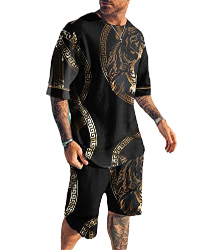 Vêtement de sport décontracté homme AXEBHPED ensemble t-shirt manches courtes imprimé 3D