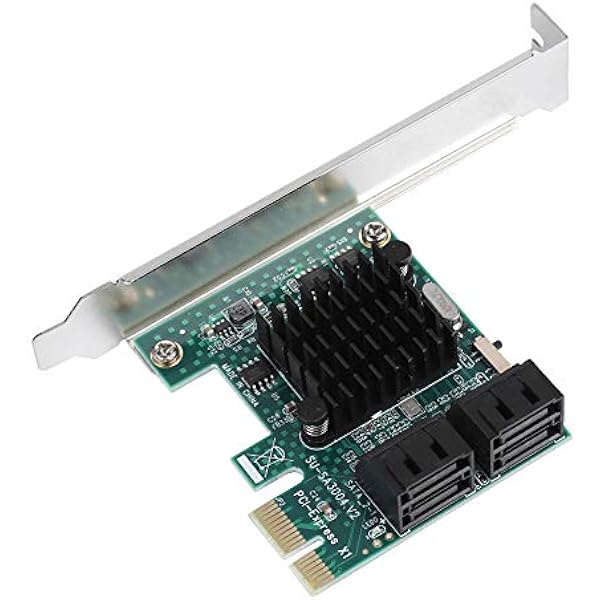 Goshyda Karta rozszerzeń SATA 3.0, 4-portowa karta rozszerzeń PCIE do SATA 3.0, adapter karty kontrolera 6G z większym radiatorem i przegrodą 2U