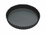 MasterClass Teglia per crostate e quiche antiaderente senza PTFE, PFOA e BPA, robusta in acciaio al carbonio con spessore di 1 mm, scanalata in acciaio al carbonio, rotonda da 23 cm, con manicotto
