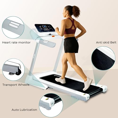 Image of Vinex Luxury Motorised Treadmill for Home | Foldable with Digital Display | Max User Weight 90kg | Speed 0.8-12 Km /h | Built-in Workout Programs | Model: Ecos