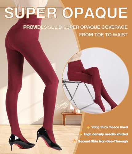 Image of MERYLURE Winter Warm Fleece Lined Tights for Women, Opaque Thermal Pantyhose, High Waisted Control Top Leggings