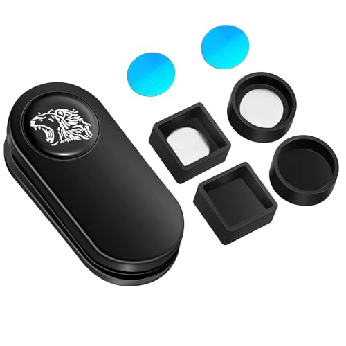 Feuvois Pool Chalk Holder Round Square, Portable Magnetic Chalk Holder Billiards, Pool Cue Chalk Holder with Fixed Clip, Silent Billiard Chalk Holder Case for Snooker Accessories, Black