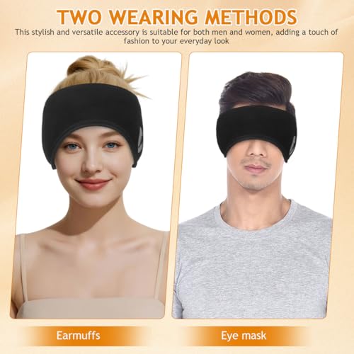 WOONEKY Schalldichte Ohrenschützer Schlafmaske, Augenmaske zum Schlafen mit verstellbarem Kopfteil, Ohrenschützer zum Schlafen, Ohrenwärmer für Seitenschläfer für Sport Training, Joggen, Yoga, Reisen