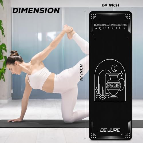 Image of De Jure Fitness Yoga Mat for Women and Men, 10mm Extra Thick Non-Slip NBR Exercise Mat for Yoga, Pilates, Gym & Floor Workouts - with Carry Strap - Aquarius
