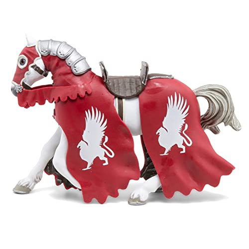 Papo- Caballo de Caballero Figura, Color Rojo Blanco (39955)