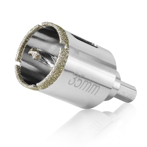 Image of 1-3 /8 inch / 35mm Diamond Glass Hole Saw with Center Drill Bit for Ceramic, Tile, Porcelain, Marble