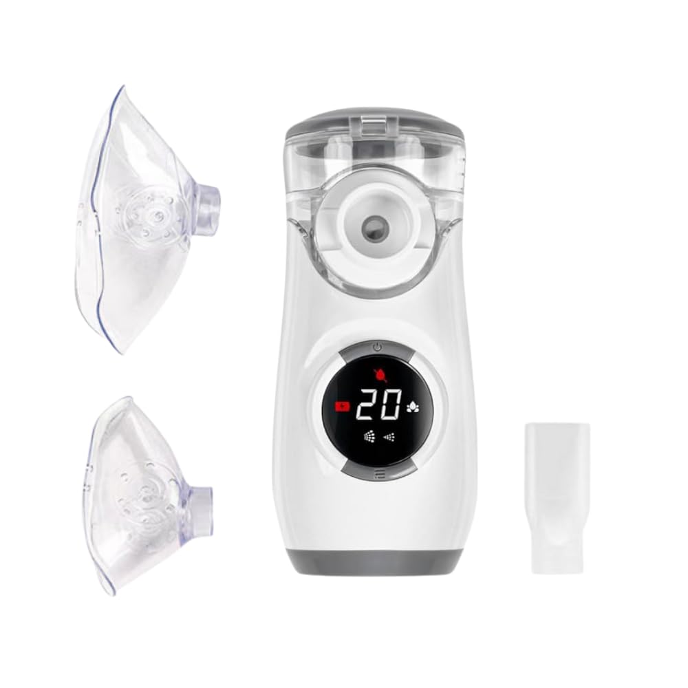 B-Arm MN135B Mesh Nebulizer (Grey) For Adults & Children | Portable Ultrasonic Nebulizer with Digital Display |Rechargeable Nebulizer with Dual Timer Modes |For COPD, Asthma & Other Respiratory Issues-image-5