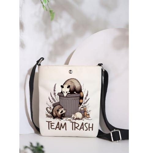 MAOFAED Funny Garbage Raccoon Crossbody Bag, Stay Trashy Raccoon Possum Gift, Animal Humor, Team Trash3