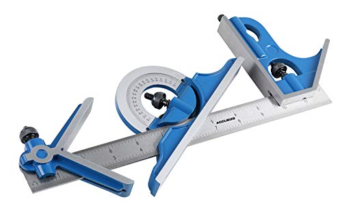 Accusize Industrial Tools 12'' 4 Combination Square Ruler Set Protractor Satin, 4-R Graduation, 0000-8101 #TOP3