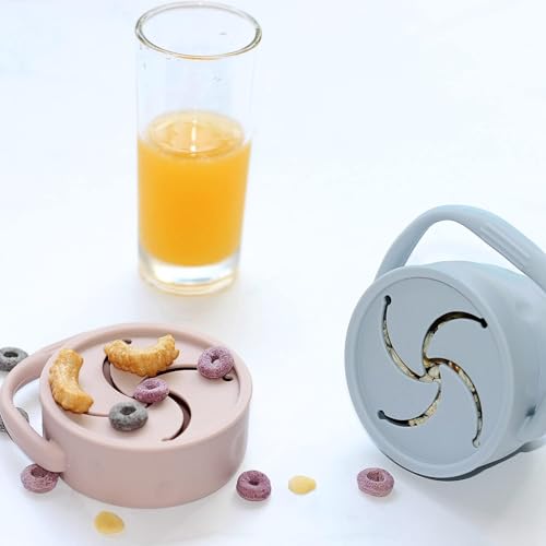 Image of Moonkie Baby Snack Cups for Toddlers No Spill, Collapsible Silicone Containers for Girl, Snack Catchers with Lid for Kids (Folding Dusting Blue)