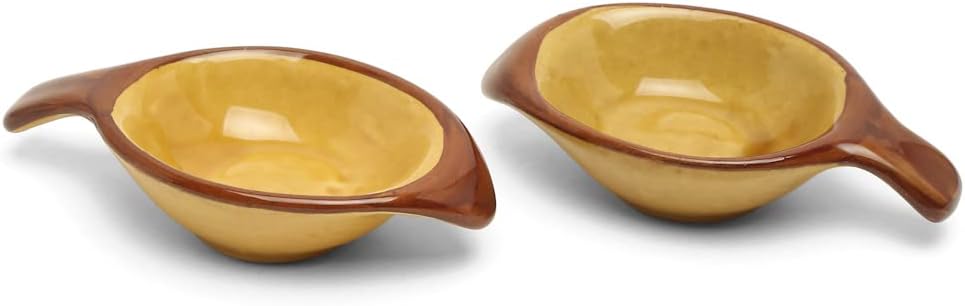 The Madhubani Tales Handpainted Ceramic Serving Chutney Bowls & Pickle Bowls (Set of 2) - Small Dip Bowl Set for Kitchen Ketchup Sauce Bowl Ceramic Katoris Chip and Dip Set