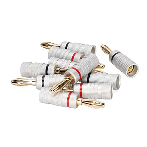 Generic Conector Banana de Sonido Conector de Altavoz con Bloqueo de Doble Tornillo de Oro de 24k para Cine en Casa, 10 Piezas para Sistemas de Sonido Envolvente, Amplificadores, Cable de Altavoz de