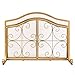 FCONFU Single Panel Gold Scroll Metal Fireplace Screen with 2 Doors 37.8 × 30.7 Inch, Solid Steel Fireplace Spark Guard Flat Gate Stand Mesh Cover, Black