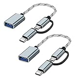 USB C auf USB 3.0 Adapter, 2 in 1 USB C /Micro auf USB Adapter(2 Stück), OTG Kabel Micro USB Kompatibel mit MacBook Pro, iPad Pro, Samsung Galaxy , etc.(Grau)