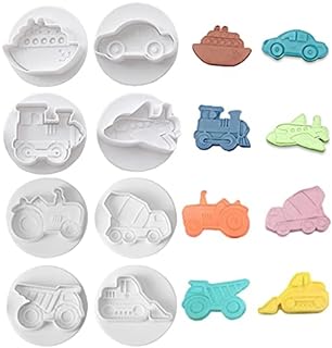 8 Pieces Vehicle Baking Cutter 3D Cartoon Transport Car Cookie Pie Crust...