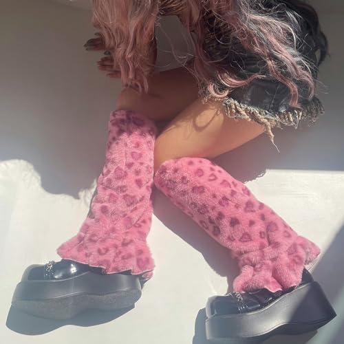 Image of Sexybody Leg Warmers for Women & Girls Y2K Kawaii Fluffy Fur Flared Leg Warmer Furry Goth Grunge Socks Harajuku Leopard