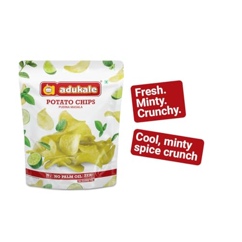 Image of Adukale Potato Chips | Pudina Masala Flavour | Refreshing Minty Spice Blend | No Palm Oil or Preservatives