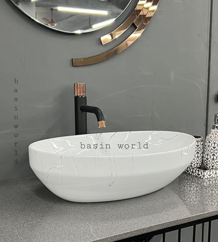 Image of IMPORTED Ceramic Wash Basin Countertop Tabletop Bathroom Sink Wash Basin (20 x 14.5 x 5.5 INCH) NCTT-442