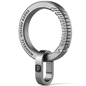 FEGVE Titanium Keychain Clip - Ultra Light Carabiner With 4 Key Rings For Everyday Carry