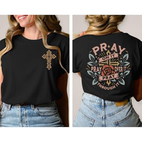 Christian Shirts for Women Pray Bible Verse Cross Graphic Shirt Faith Religious Vintage Shirts Floral Boho Tops2