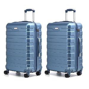 RMW Suitcase Large Medium Cabin Size | Hard Shell | Lightweight | 4 Dual Spinner Wheels | Trolley Luggage Suitcase | Hold Check in Luggage | TSA Combination Lock (Ice Blue, Cabin 20" X 2)