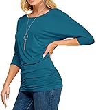 Made by Johnny MBJ WT822 Womens 3/4 Sleeve With Drape Top XXL Teal