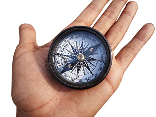 Brújula redonda de latón con reloj de sol 2 pulgadas miniatura 5