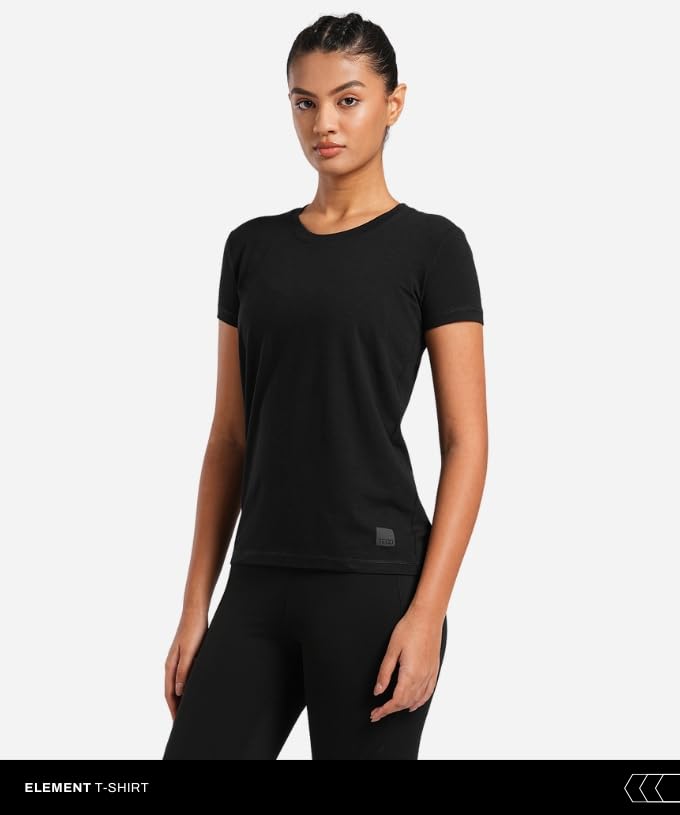 Image of TEGO Element Bamboo T-Shirt for Women | 66% Bamboo 28% Cotton 6% Elastane | Ultra Soft, Naturally Odour Resistant, Slim Fit Tee for Casual Wear, Yoga & Lifting